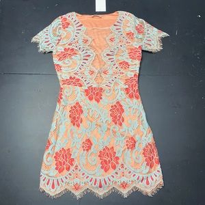 Orange and Blue Lace Dress